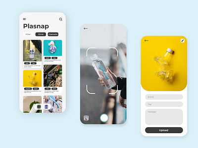 Plasnap - Snap a plastic product app bottle branding capture design finland ios label plastic snap submit ui upload ux