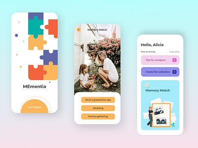 MEmentia App app design ios memory mobile mobile ui ui ux