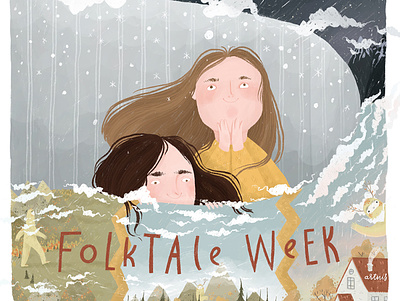Folktale Week books cloud fairytale folktale giant girls illustraion magic mountain snow story