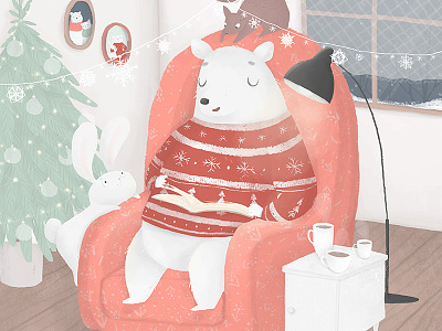 Happy New Year!!! bear christmas cocao cozy friends polar snowflakes tree