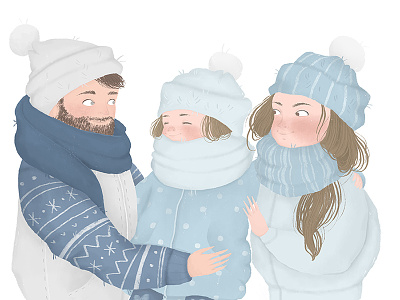 Illustraitions for NIVEA ad compaign ad advertisement blue family fun illustration love project winter