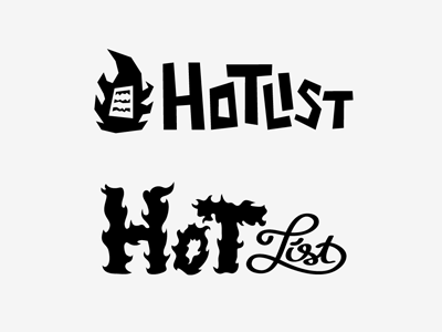 Hotlist Logos fire graphic design hand drawn logo type