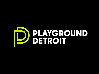 Playground Detroit Logo bold branding d detroit lock up logo minimal monogram p playground