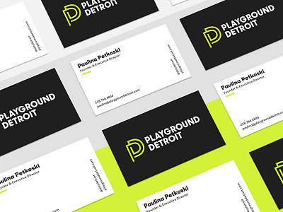 Playground Detroit Business Cards bold business cards clean detroit logo minimal monogram playground