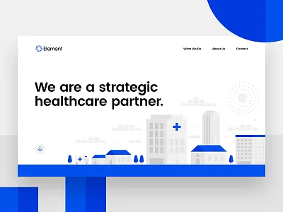 Element Healthcare Partners 2d blue corporate design flat healthcare hospital illustration minimal partner website white