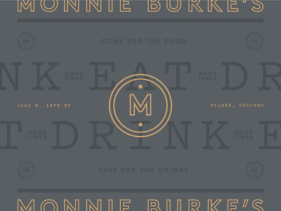 Monnie Burke's 02 branding chicago drink eat gold gray logo m mark monogram restaurant