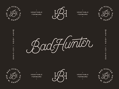 Bad Hunter 02 brand branding chicago hand lettering identity lettering logo mark mono monoline restraurant script west loop