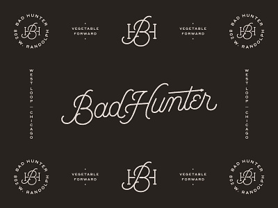 Bad Hunter 02 brand branding chicago hand lettering identity lettering logo mark mono monoline restraurant script west loop