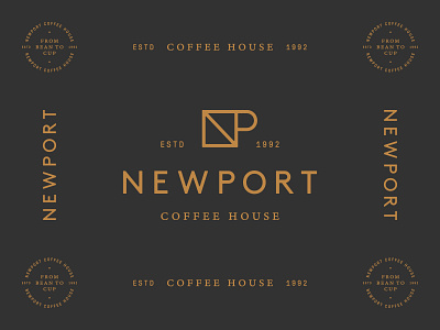 Newport Coffee House 03 black brand coffee copper house identity logo mark seal