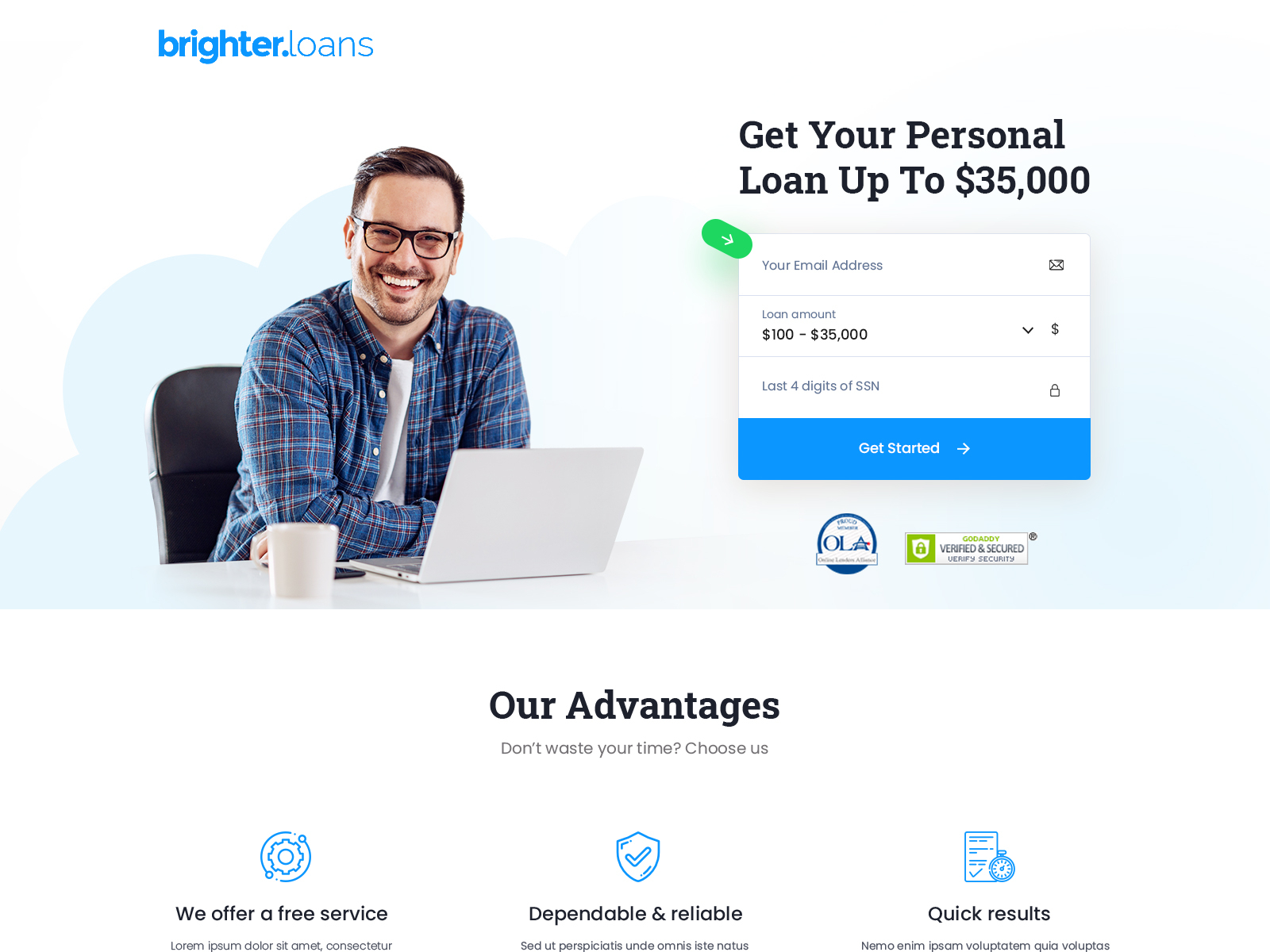 Personal loan landing page by santanu maji on Dribbble