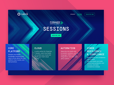 Rubrik Forward Digital Summit • Sessions Page cloud cloud management conference design digital event event website forward marketing pixelmatters rubrik security speakers summit ui webdesign website work