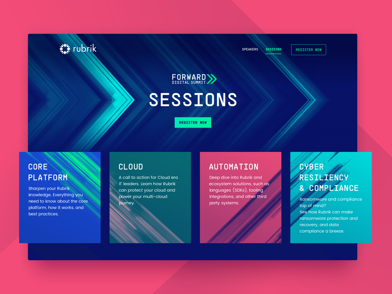 Rubrik Forward Digital Summit • Sessions Page by Pixelmatters on Dribbble