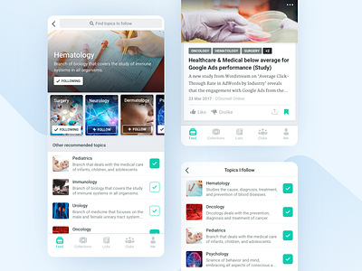 Medit • Feed app article cards curation design feed health healthcare ios app ios app design mobile news product ui uidesign ux uxdesign