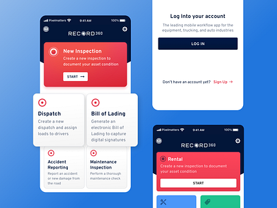 Record360 • App's Home car rental design mobile app mobile design mobile ui mobile ux product product design ui ui design uiux user experience ux ux design uxui