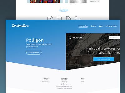 Poliigon Case Study clean design desktop development illustration marketplace minimal pixel textures ui ux web