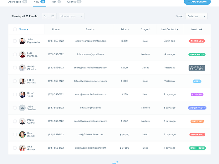 People list by Pixelmatters on Dribbble