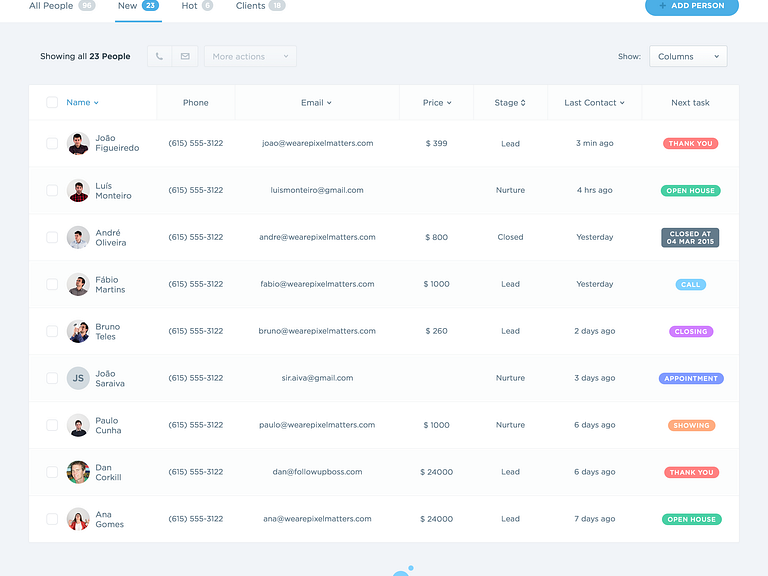 People list by Pixelmatters on Dribbble