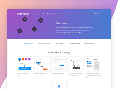 Formsite Features cards clean features flat forms glow gradient iconography illustration marketing minimal ui