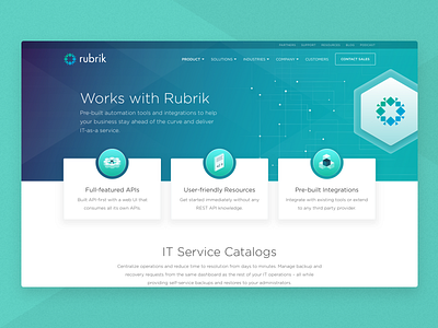 Rubrik • API Integration Page clean cloud data cloud data management color design marketing minimal product ui ui ux ui design ui designs ux ux design