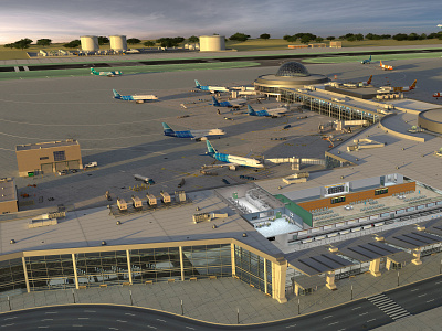 3D Airport Infrastructure Cutaway 3d 3d rendering architectural visualization product rendering