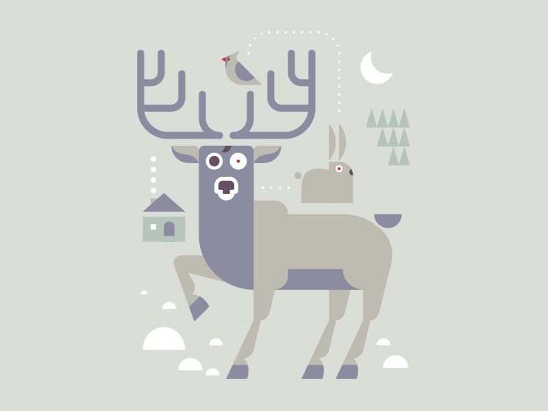 Holiday Bots geometry xmas cabin cardinal bird reindeer rabbit bunny animals new years christmas holiday