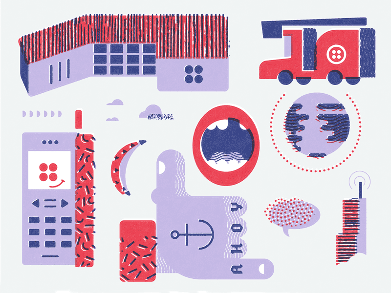 Twilio Stickers vintage retro communications technology cloud anchor san francisco tech tattoo phone texture stickers