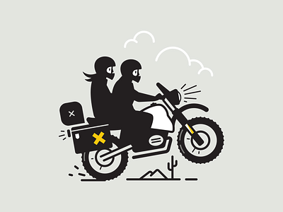 Wheelie adventure illustration moto motobike motorcycle simple travel