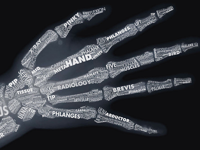 Typehand bone futura hand medical poster typography x-ray
