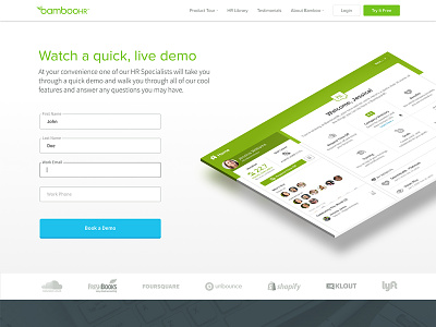 Demo Signup Page bamboohr demo form landing page sign up signup ux web