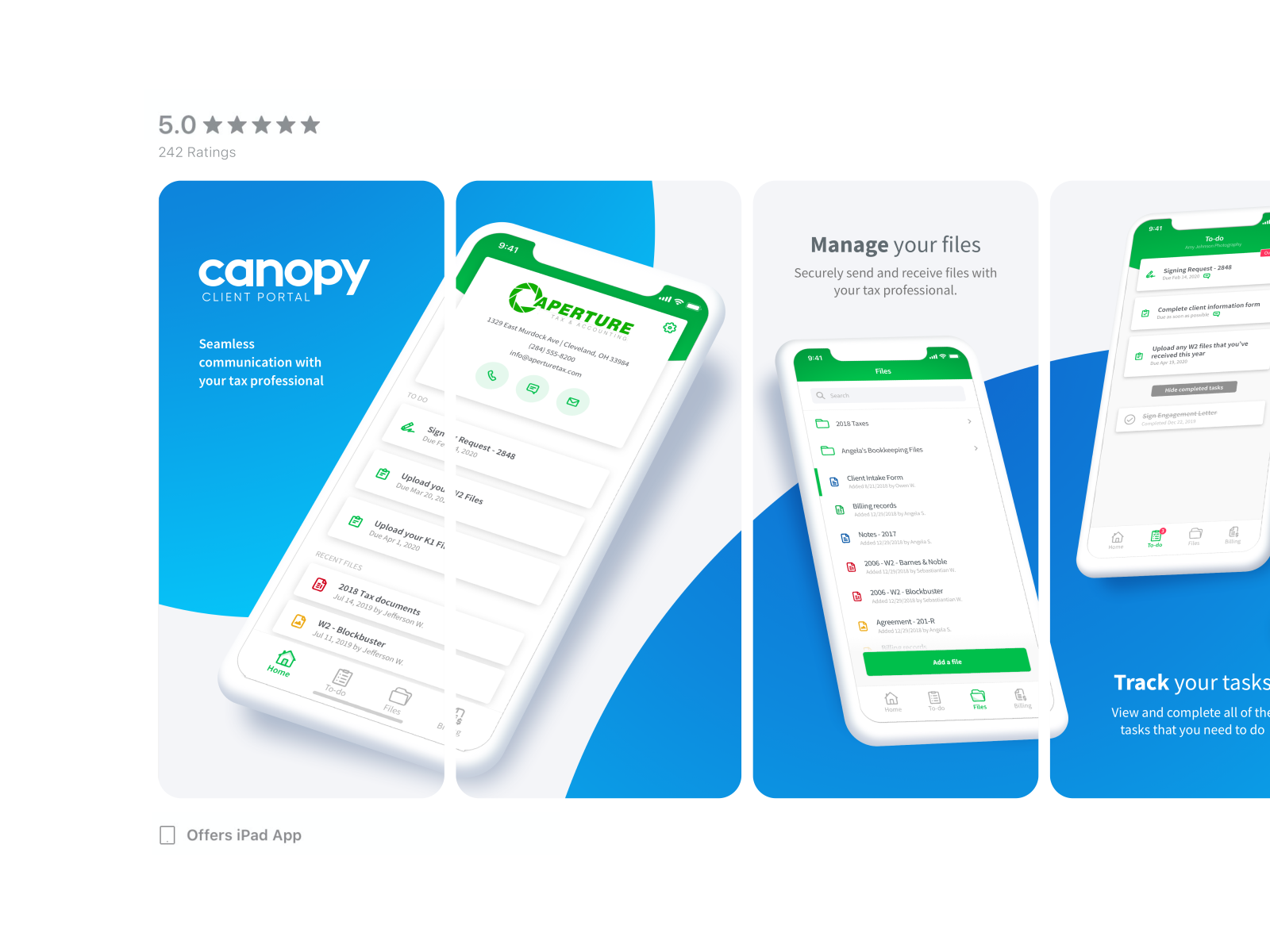 App store screenshots for Canopy Client Portal by Nick Bluth on Dribbble