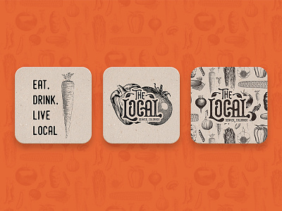 The Local - Coasters beer branding coasters colorado drink eat handdrawntype local locally restuarant type vegetable