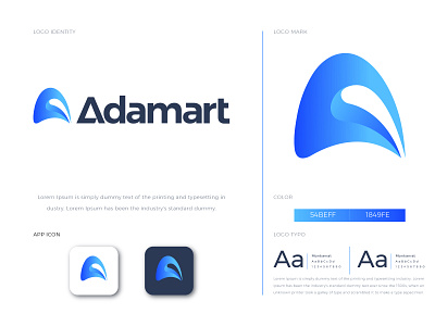 Modern 'A' letter logo design for Adamart a logo abstract agency blog blue brand branding briliant design corporate creative gfxpreceptor gradient identity letter a logo logo concept minimalist logo modern modern logo typography