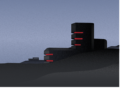 Observation Tower brutalism design illustration