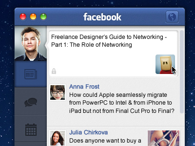 Facebook App for Mac OS X Lion app application facebook interface lion mac moscow russia