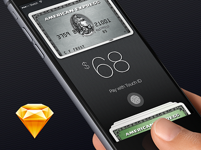 Banking App UI Concept Sketch Freebie app apple bank card credit freebie ios pay payment sketch touchid ui