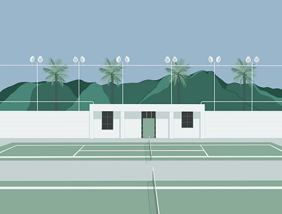 Hearst Castle accidentallywesanderson awa californie castle illustration landscape montain sport tennis tenniscourt