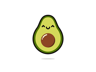 Cute Avocado cartoon character cute flat fruit illustration kawaii smile vector