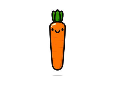 Cute Carrot cartoon character cute flat illustration kawaii vector