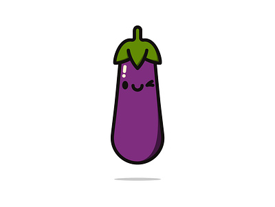 Cute Eggplant cartoon character cute design flat illustration kawaii smile vector