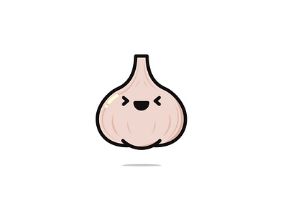 Cute Garlic cartoon character cute design flat food funny illustration kawaii logo mascot smile vector