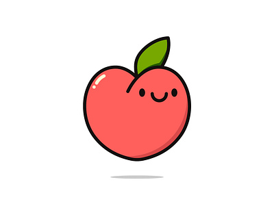 Cute Peach cartoon character cute design flat fruit funny illustration kawaii mascot fruit vector