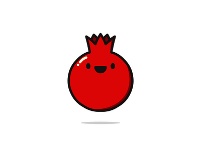 Cute Pomegranate cartoon character cute design flat fruit illustration kawaii vector