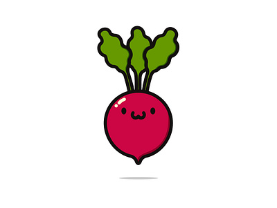 Cute Radish cartoon character cute design flat funny illustration kawaii mascot smile vector