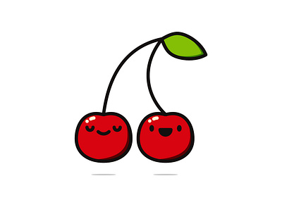 Cute Sour Cherry cartoon character cute design flat fruit illustration kawaii vector