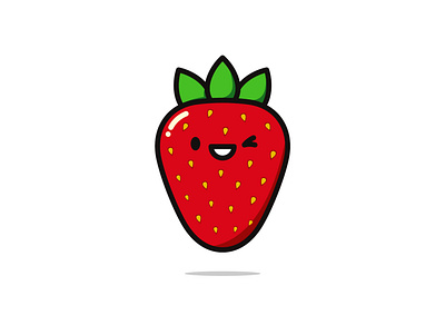 Cute Strawberry cartoon character cute design flat fruit illustration kawaii mascot strawberry vector