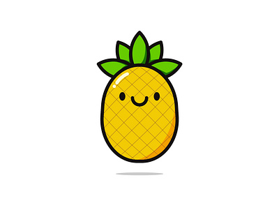 Cute Pineapple cartoon character cute design flat fruit illustration kawaii smile vector