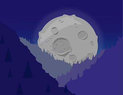 big moon dark dark theme darktheme design forest illustration illustrator moon night scary