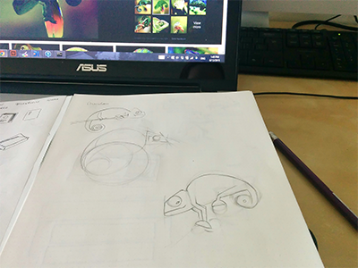 Sketching chameleons at at chameleon design dots icon pencil sketch