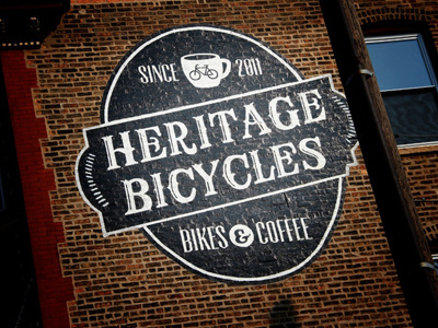 Heritage, Bikes & Coffee bikes chicaco coffee lettering logo paint