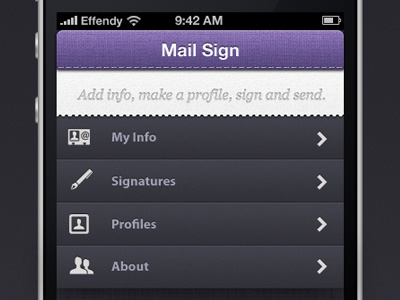 Mail Sign Main Page UI ali effendy interface iphone mail main page signature ui user